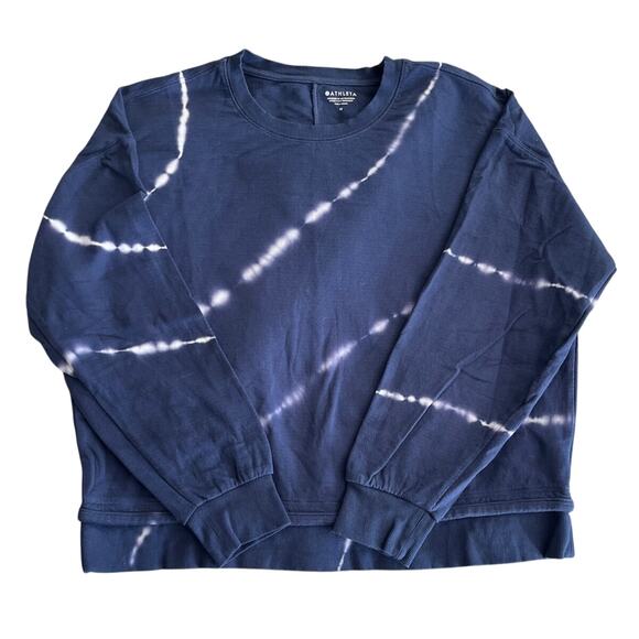 Athleta Sundown Long Sleeve Sweatshirt II Tye Die Eclipse Blue Medium Oversized - Picture 3 of 10